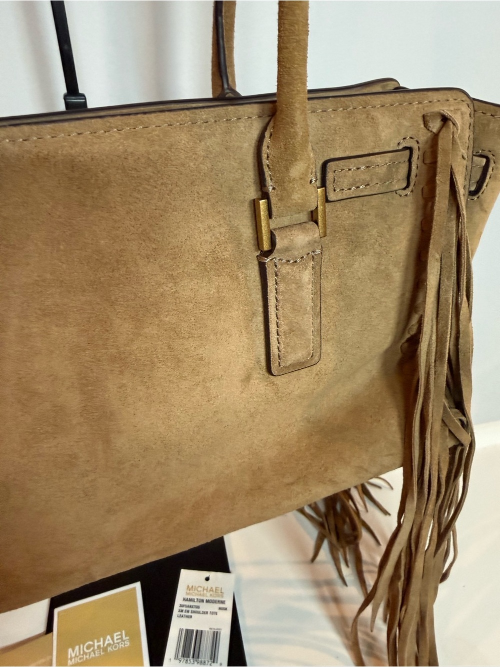 Hamilton Moderne Small Fringed Suede Satchel - Picture 9 of 14